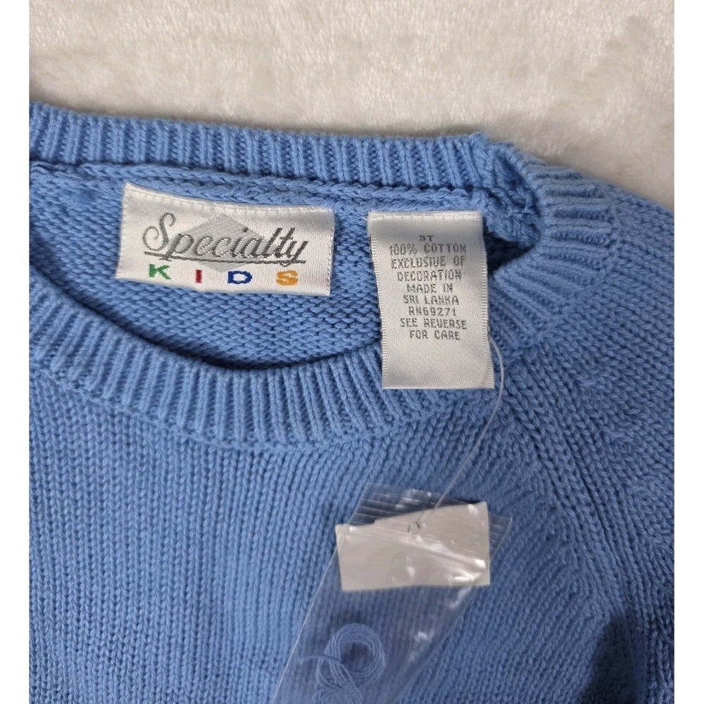 Vintage Y2K Specialty Kids Butterfly Knit Sweater Girls Size 3T Blue Cotton... - Picture 4 of 5